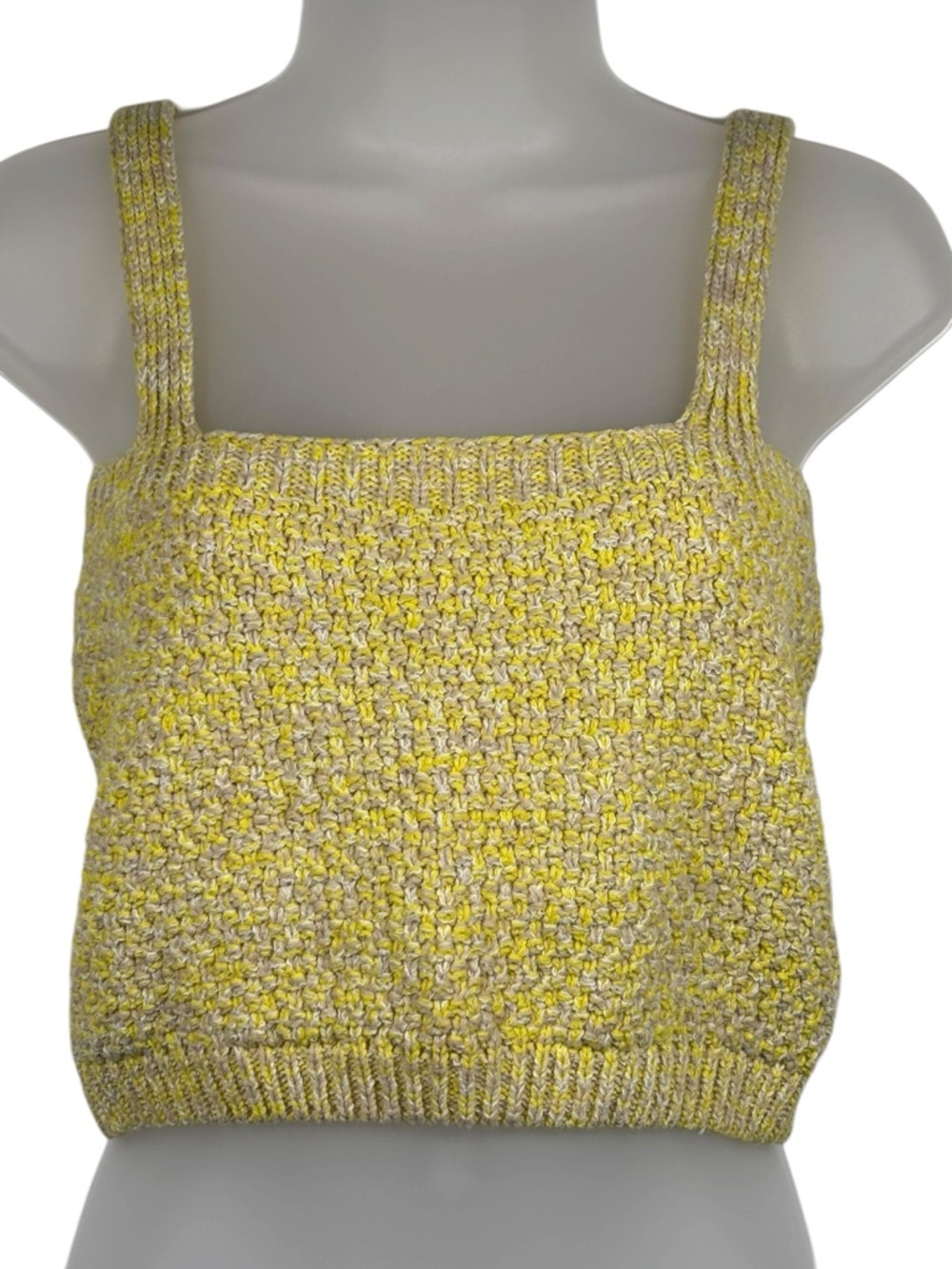 Zara Tank Top Chunky Knit Speckled Yellow Beige Small